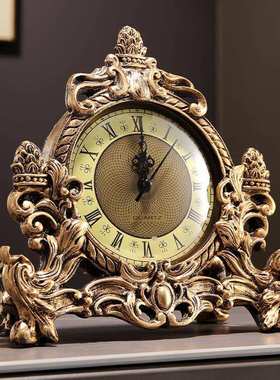 座钟客厅家用台式钟表欧式时钟摆件中式麋鹿复古美式时尚高端大气