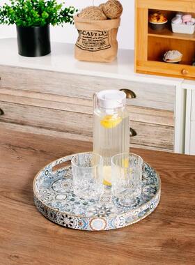 装饰托盘轻豪华波西米亚花纸正方形家庭客厅咖啡桌储存托盘圆形入