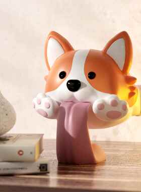 可爱柯基柴犬创意舔狗办公室桌面摆件汽车中控台摆件男女朋友礼物