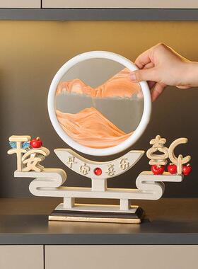 高档流沙画沙漏摆件沙画招财鹿客厅酒柜装饰乔迁新居礼品开业礼物