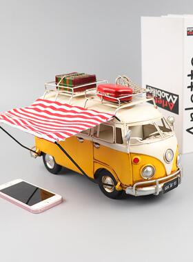 复古大众旅游巴6030士车型铁艺柜怀旧车模酒吧客厅汽橱窗创意装饰