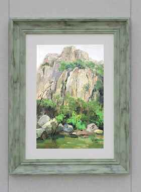 复古装饰美式实木画框定制卡纸木质拼图相框挂墙油画外框定制装裱