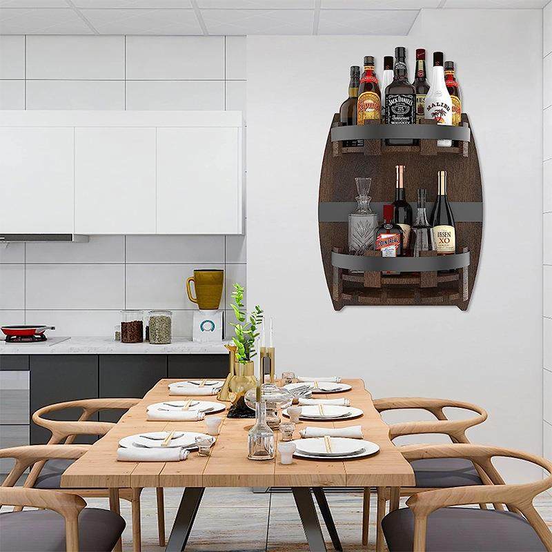 创意木制酒水展示台物品收纳台酒桶式挂件装饰酒水展示架,淘宝优惠券,粉丝福利购,淘宝优惠卷