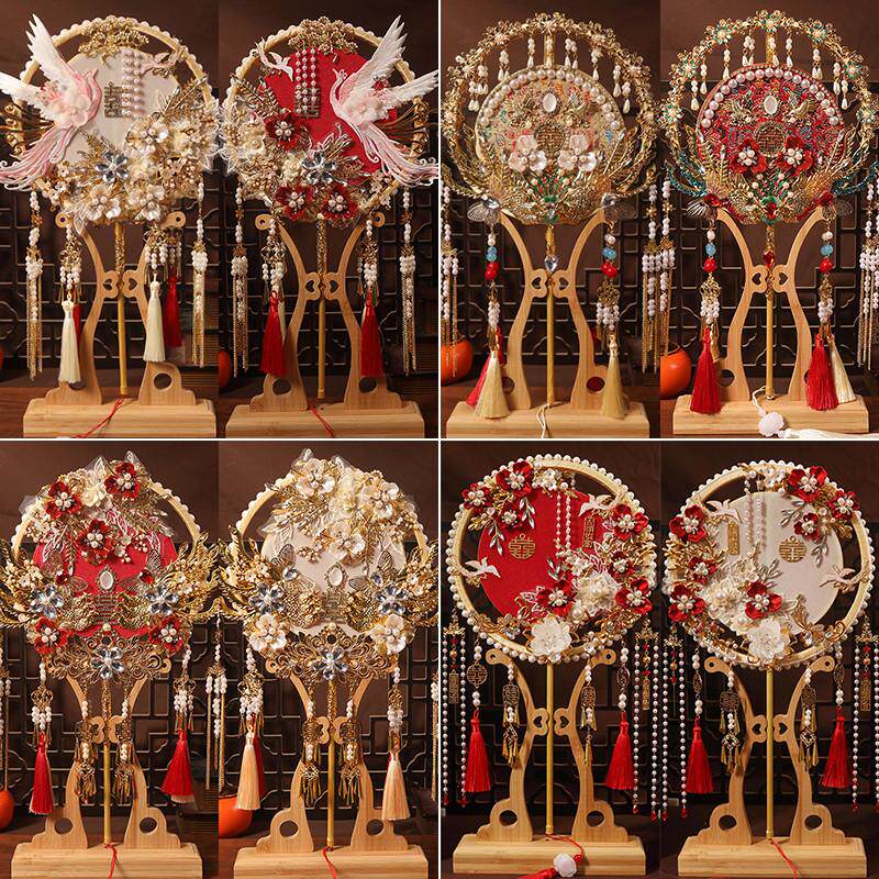 团扇结婚新娘diy材料包秀禾婚礼婚扇成品喜扇子出嫁中式双色批发,淘宝优惠券,粉丝福利购,淘宝优惠卷