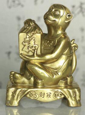 铜猴摆件铜猴子吃桃属猴金属工艺品家居摆设十二生肖猴礼品