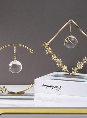 客厅高级感柜子摆件冰箱顶上面的摆件创意花环水晶球家居客厅书房