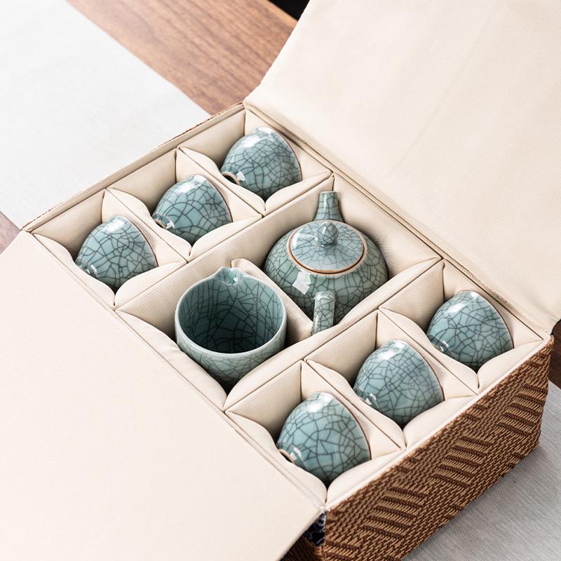 Tea set storage bag cloth bag travel portable tea ceremony thickened portable outdoor camping large capacity rattan fabric bag