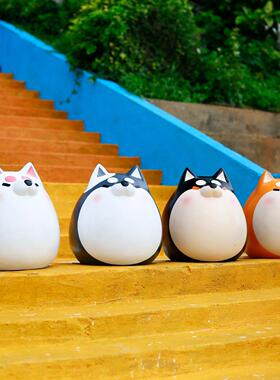 网红卡通猫狗雕塑幼儿园商场民宿玻璃纤维动物景观摆件草坪装饰