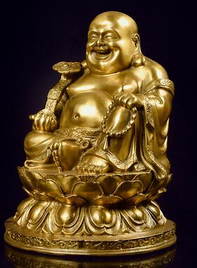 纯铜弥勒佛像家居客厅吉祥饰品汽车内饰如意大肚笑佛弥勒佛像饰品