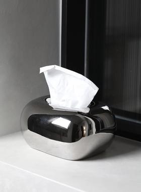 现代客厅茶几餐桌装饰品轻奢餐巾抽纸盒北欧陶瓷奶油风纸巾盒摆件