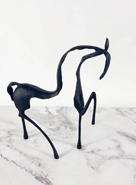 新中JY-00789式招马黑色辛合财金马摆装件家居饰艺术品办公室软装