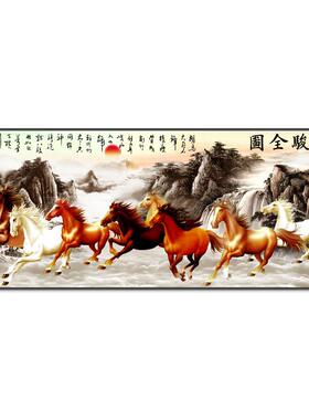装饰画万马奔腾八骏图墙壁客厅马到成功挂画背景墙新款沙发画2025