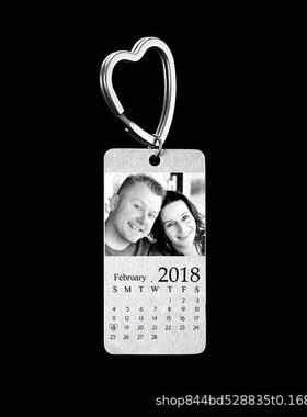 Custom Color print photo keychain couples anniversary gift