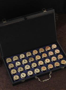 龙凤呈祥中国象棋礼盒实心纯铜制礼品黄铜象棋自留送礼送折叠棋盘