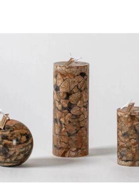 中古欧式覆古风格装饰手工圆柱大蜡烛浪漫欧式餐桌茶几香薰装饰品