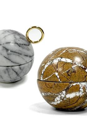 现意面式极简大BGW理石球形装饰摆罐组件茶室书房桌家居装饰品代
