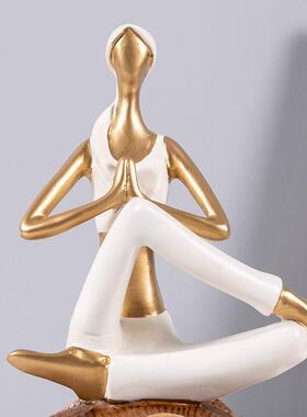 北欧创意客厅电视柜玄关摆件瑜伽少女人物模型现代简约家居装饰品