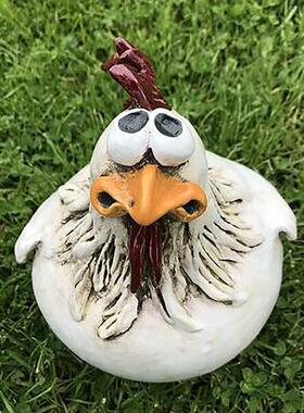 跨境田园鸡装饰品摆件设计栅栏庭院创意摆件花园童话生活大眼鸡