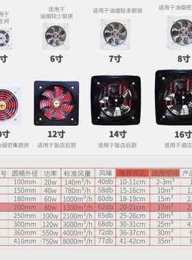 高速通风机排气扇排烟墙式8英寸大风量排烟工业抽风机换气