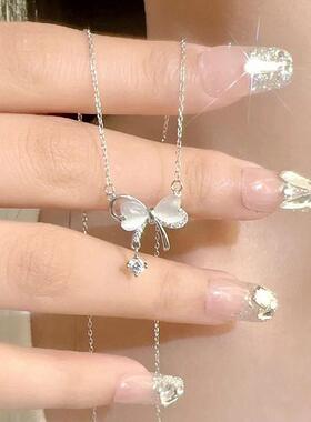 Bow tassel necklace, sweet and girlish collarbone chain项链