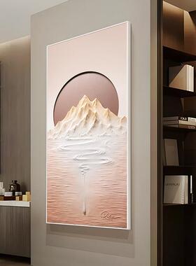中式轻奢3d立体浮雕画新款玄关装饰画入户开门正对墙灯光画