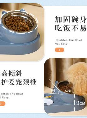 Ceramic Cat Dog Bowl Dish with Wood Stand No Spill Pet Food