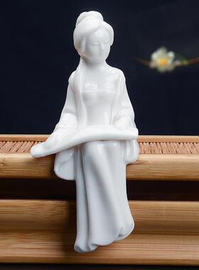 创意德化白瓷手工古典礼品陶瓷家居人物小摆件琴棋书画仕女装饰品