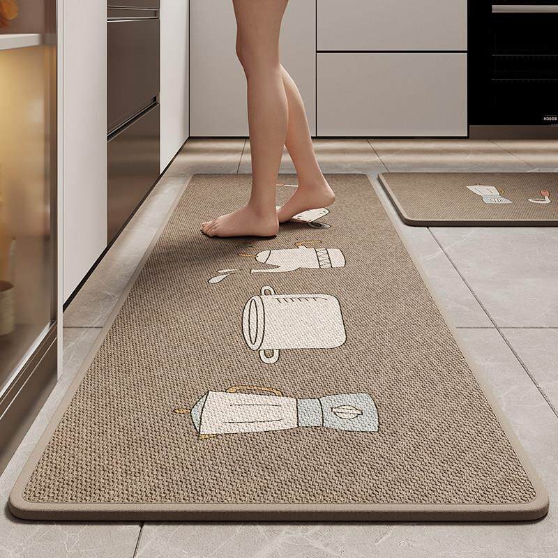 Kitchen floor mat, absorbent foot mat, stain-resistant, no-wash, wipeable, anti-slip, anti-fall mat, powder room doorway, soft pad, wear-resistant carpet