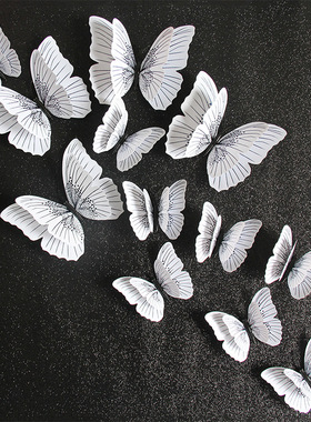 补洞眼墙贴遮丑彩色蝴蝶立体墙面装饰蝴蝶品蝴蝶流光溢彩双层