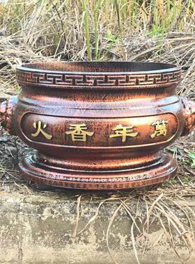 大型香炉寺庙铸铁生铁铸造圆形特大号室内外家用祠堂插香供奉祭祀