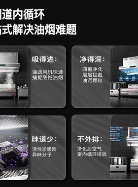 志商用无烟道油烟机净化一体机内循环无烟排放大功率抽油烟机