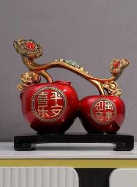 创意新中式平安如意招财摆件高档客厅玄关酒柜装饰品新居乔迁礼品