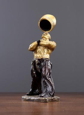 黄铜顶缸男人杂技人物家居办公室书桌摆件商务礼品摆件