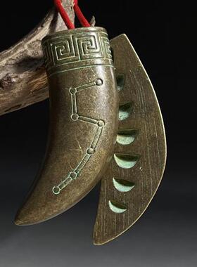 道家用品覆古黄铜圣杯圣卦纯手工刻字太极八卦羊角卦北斗七星卦杯