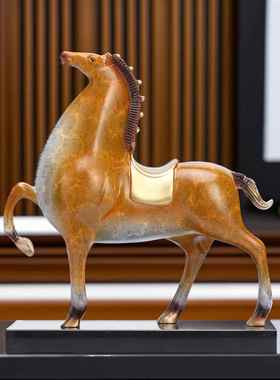 新款大铜世马到成功将军商马摆件黄铜玄关办装公室桌面饰务乔迁家