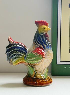 创意陶瓷小公鸡吉祥物助运势景德镇摆件客厅房间办公室桌面小礼物