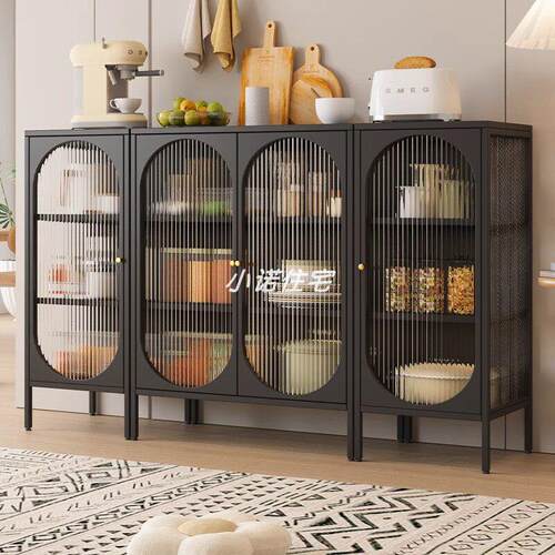 奶油风铁艺餐柜厨房置物柜现代家用客厅边柜收纳柜靠墙收纳柜子 - 图3