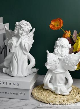 餐边柜装饰品摆件人物摆件树脂工艺品雕塑桌面小装饰品摆设天使可