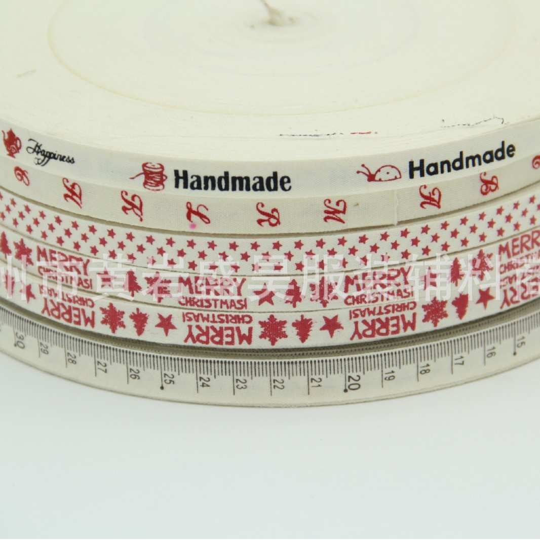 1cm平纹商标带 印花平纹棉带 花纹包边带 彩色包边条 图案布条 - 图1