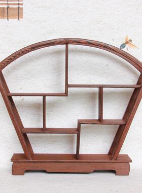 中式实木鸡翅木小摆件架子博古架小型多宝阁茶具紫砂茶壶置物展示