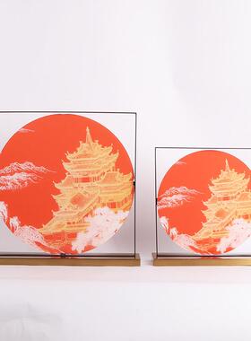 新中式铁MC-TY-77亚艺样克力楼阁屏风摆件板房关酒店玄大堂售楼处