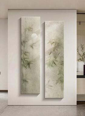 网红-风格入口饰垂直版新中国风走装日廊过画画道壁画本禅宗竹挂