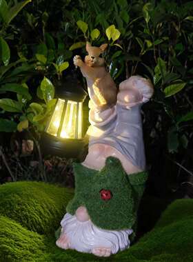 跨境创意翘屁股精灵太阳能户外灯植绒侏儒树脂庭院走廊花园氛围灯