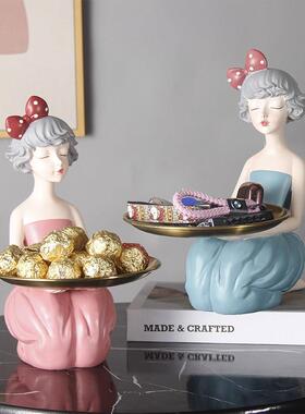 入户玄关放钥匙的收纳摆件创意简约轻奢客厅进门口托盘鞋柜装饰品