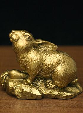 全铜十二生肖猪兔羊三合贵人亥卯未摆件黄铜家居风水用品铜工艺品