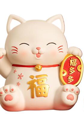 创可爱招MM614-1意財猫钱多多搪胶存摆钱罐大件容量零钱罐节日礼