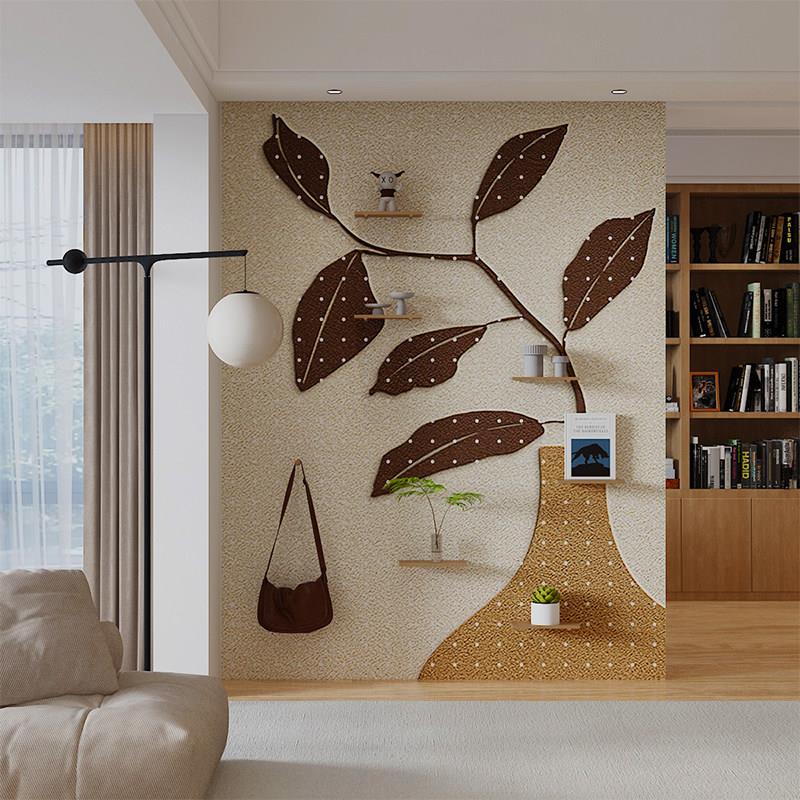 Solid wood hole board storage rack customized entrance style wall blocking meter box wall creative decoration storage