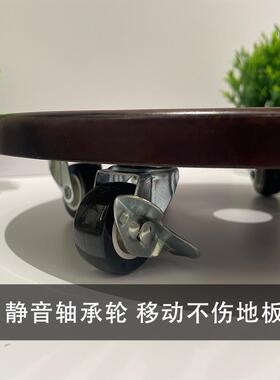 ?加厚木花质移动花托花木盆托盘圆形架鱼缸重实底座带承Fhhzrzff
