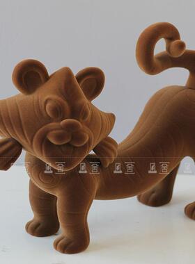 现代儿童房植绒老虎动物雕塑摆件办公室软装工艺品样板间售楼处