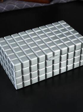 精致矩阵方形金属首饰珠宝盒小号翻盖首饰收纳盒防尘盒金属摆件